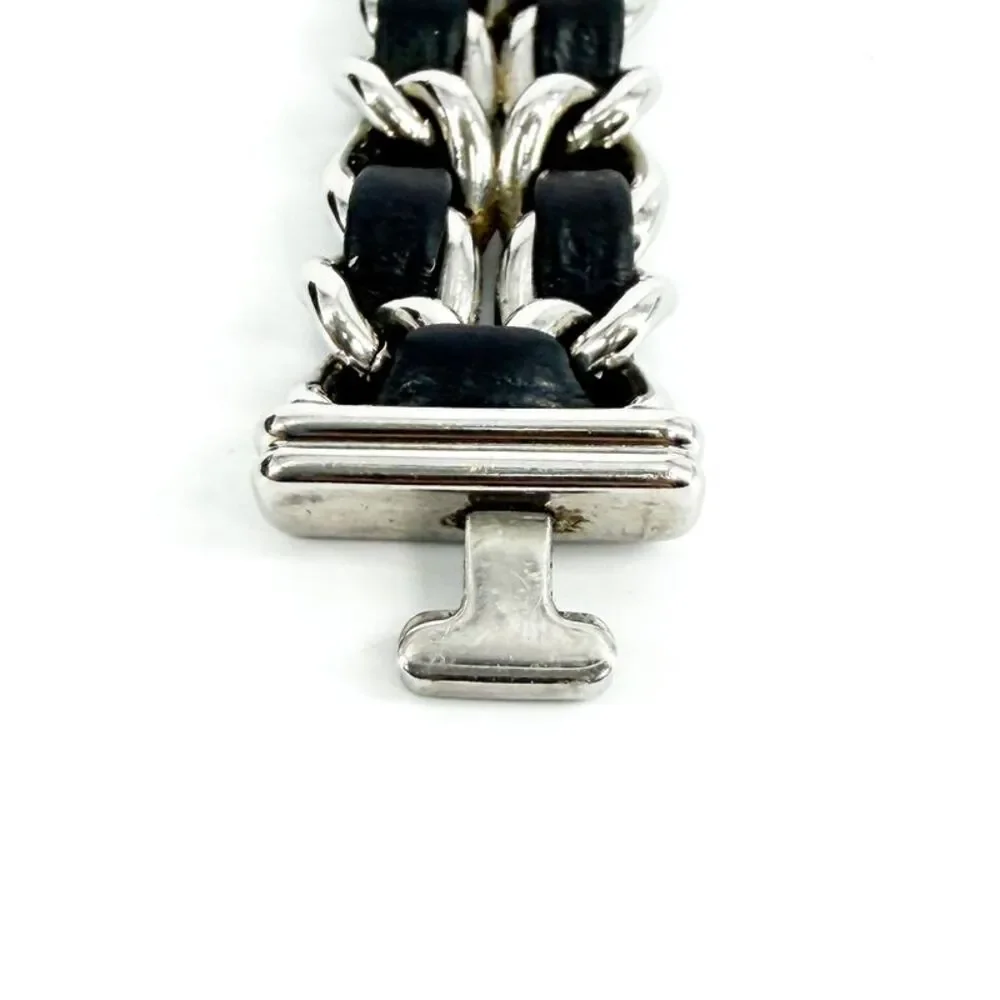 Chanel Première Steel Black Leather Chain Watch